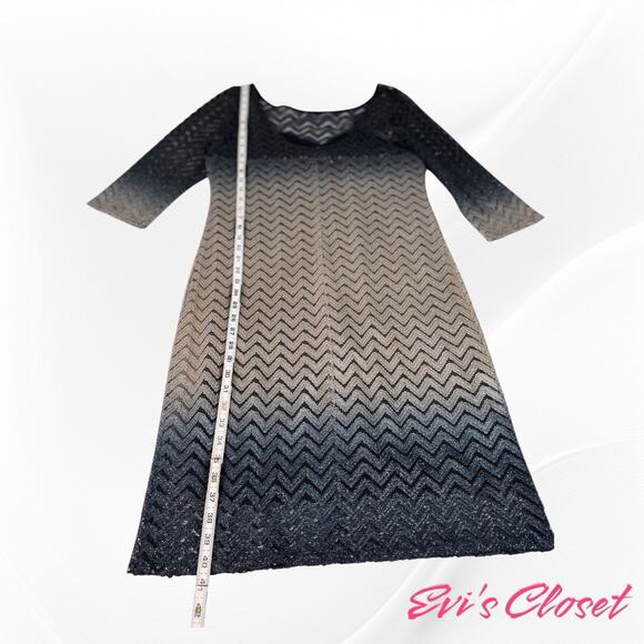 NW Night Way Vintage Sparkling Sequins Chevron Midi Dress Low Back Lining Sz 14W - Picture 13 of 13